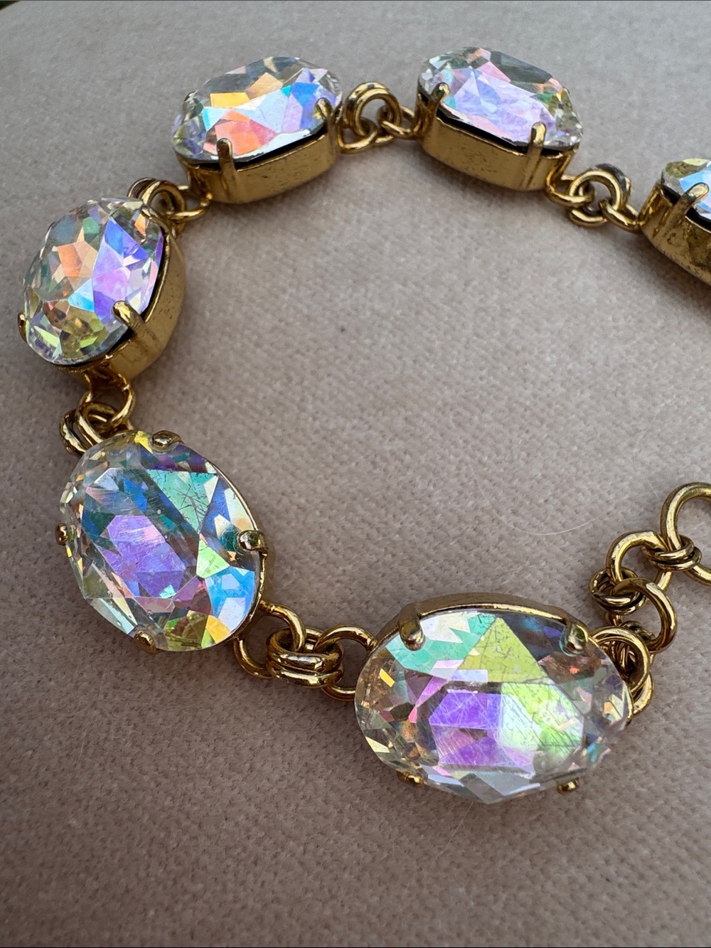 Sorrelli Bracelet with Iridescent Clear Crystal Oval Stones set in Bright Gold - Picture 3 of 6